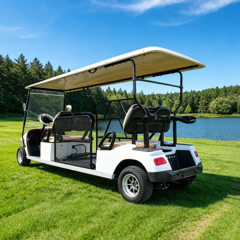 Vue arrière gauche de la golfette