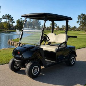 Voiturette de golf Madjax X2 bleu dans un parc