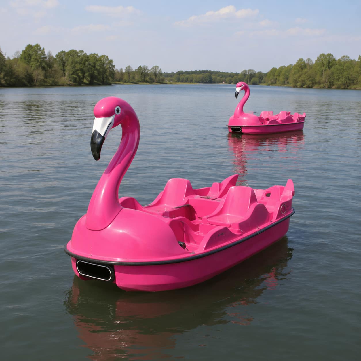 Pédalo Grand Flamant rose sur l'eau