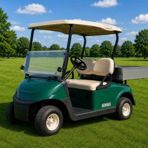 Voiturette de golf Ezgo RXV verte sur fond vert