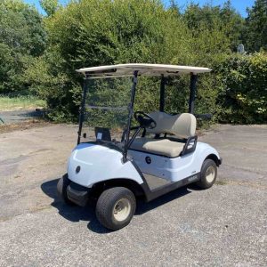Voiturette de golf Yamaha Drive 2 blanche de profil