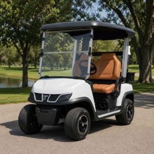 Voiturette de golf blanche HDK Tara garée