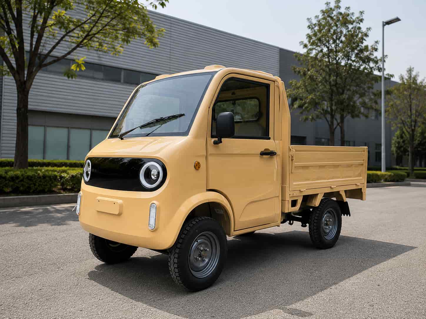 Mini camion jaune électrique avec benne