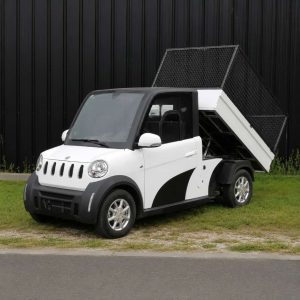 Mini camion électrique blanc et noir en exterieur