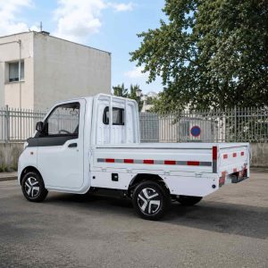 Mini camion blanc électrique City Truck Cargo sur un parc d'école