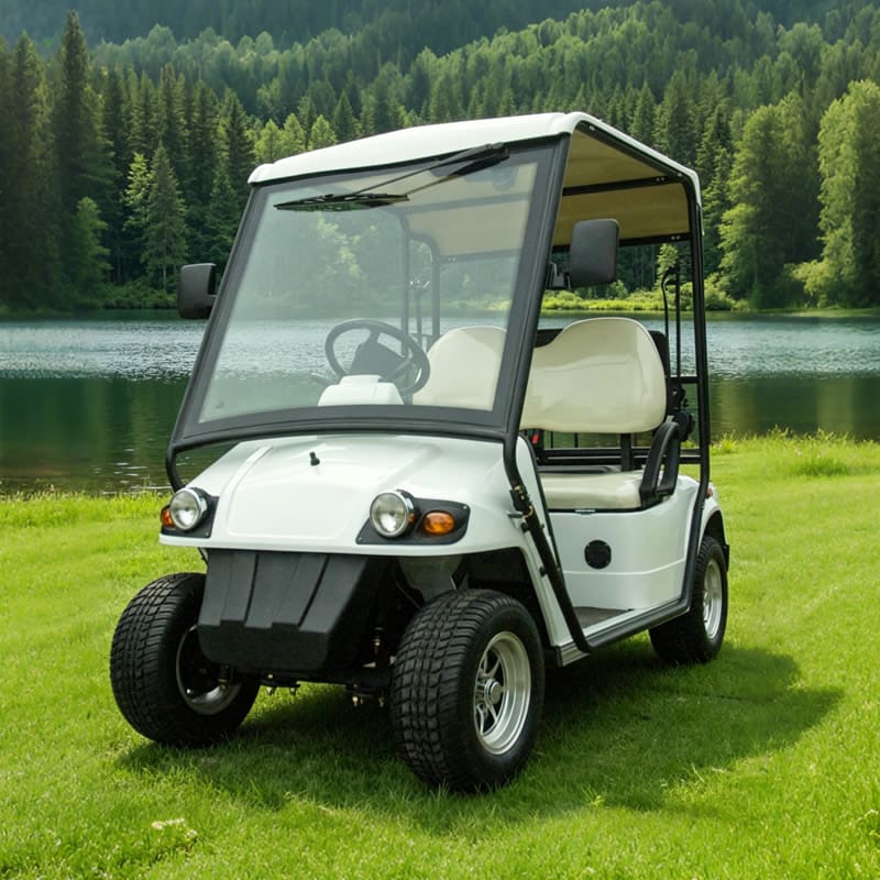 Voiturette Eagle blanche dans un parc vert