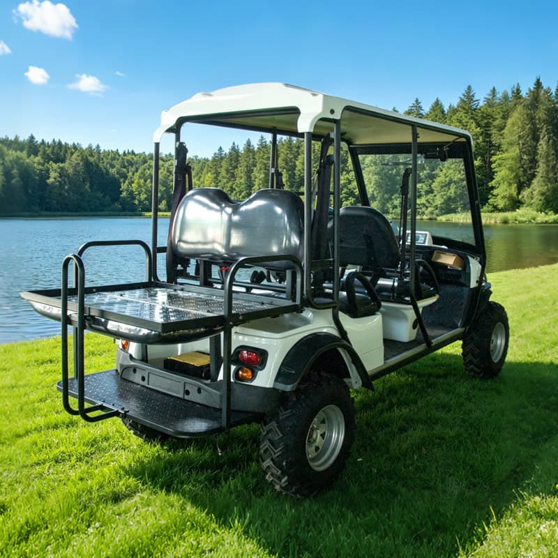 Vue arrière de la golfette en version plateau