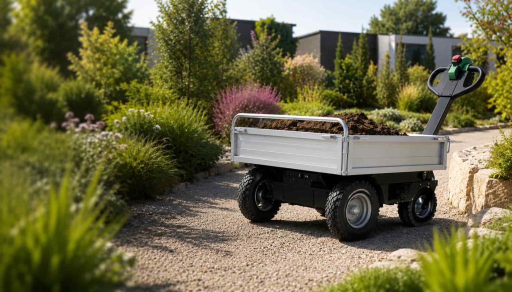 Brouette 4 places dans un jardin