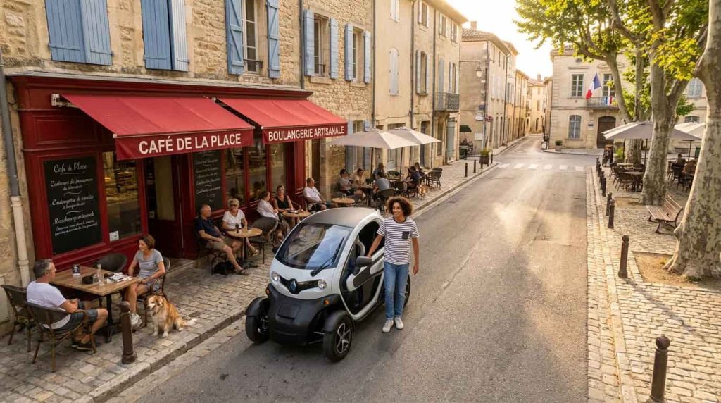 Voiture sans permis dans un village français