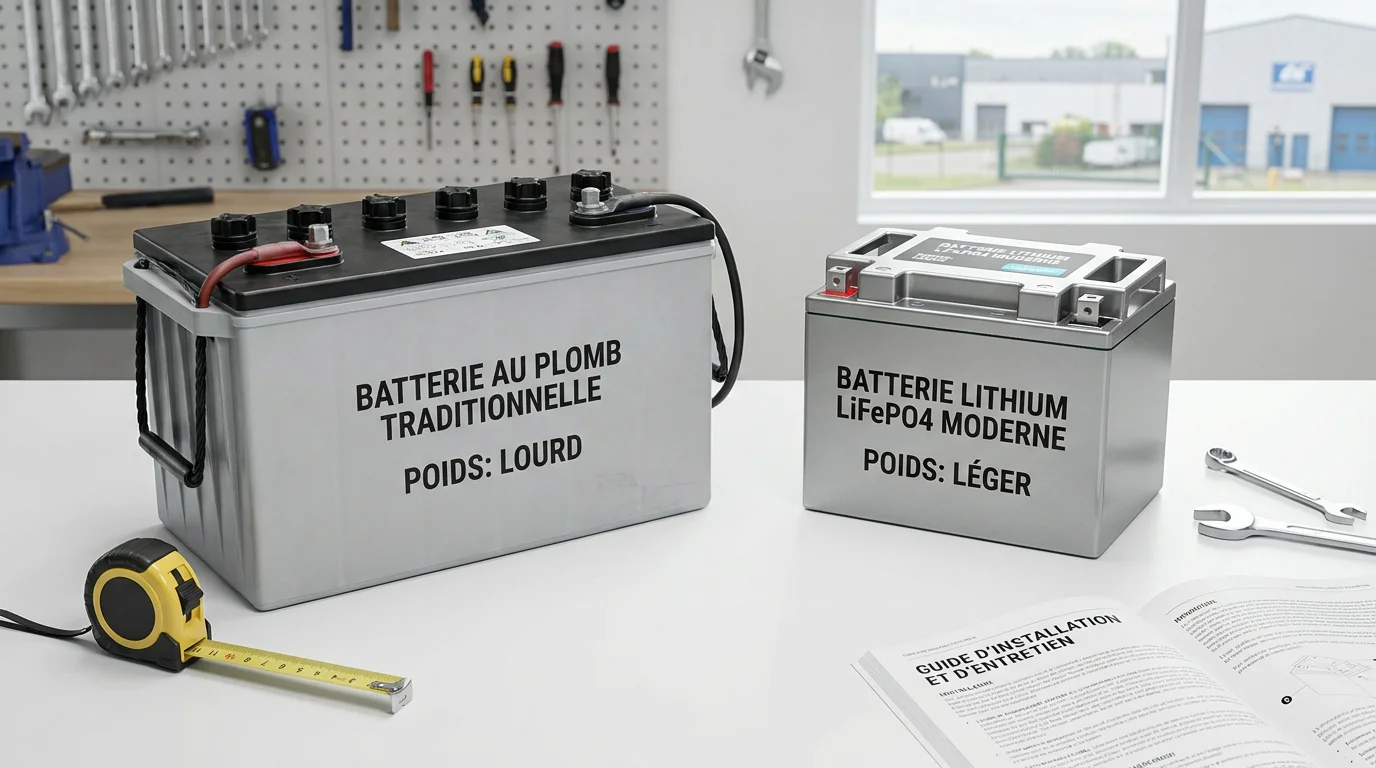 Comparatif visuel entre une batterie plomb et une batterie lithium pour voiturette de golf